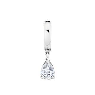 Reverse Water Drop Diamond Huggies White Gold Single Natural by Logan Hollowell Jewelry