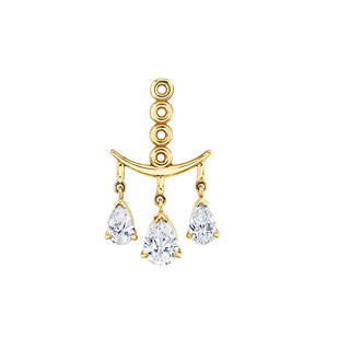 Triple Water Drop Diamond Ear Jacket | Ready to Ship Yellow Gold   by Logan Hollowell Jewelry