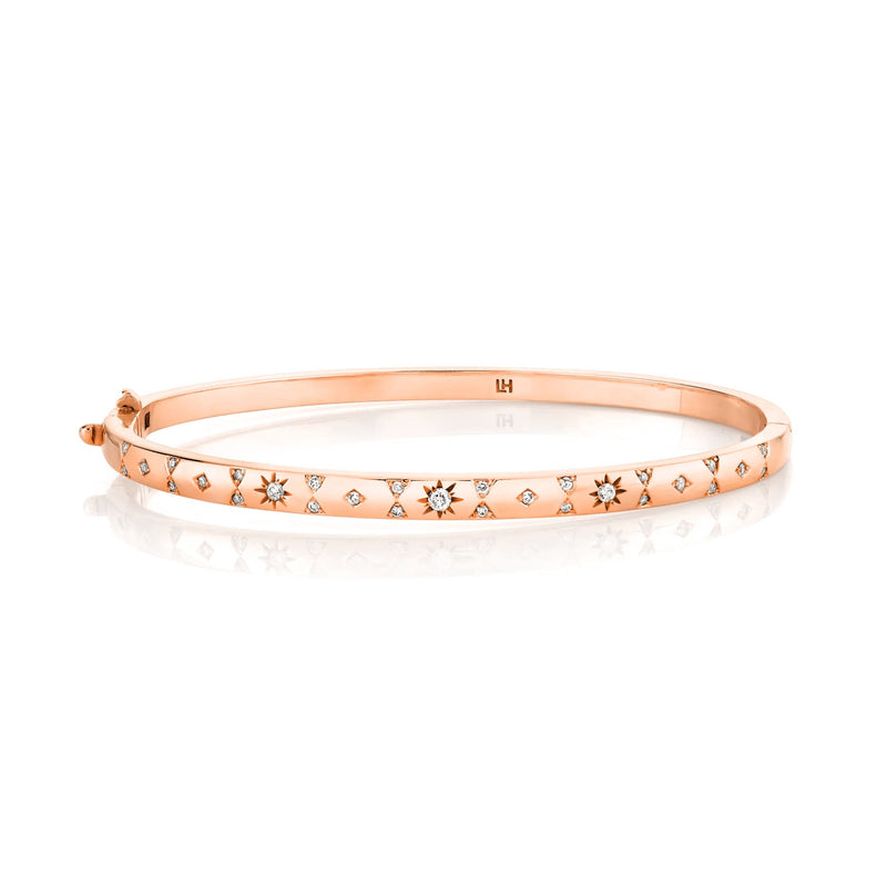 Petite Star Set Pavé Diamond Bracelet Rose Gold Small by Logan Hollowell Jewelry
