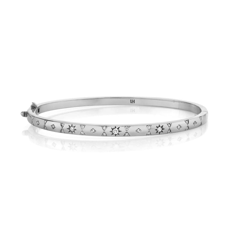 Petite Star Set Pavé Diamond Bracelet White Gold Small by Logan Hollowell Jewelry