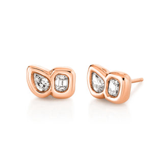 Baby Toi et Moi Diamond River Studs Rose Gold Single  by Logan Hollowell Jewelry