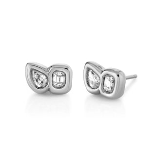 Baby Toi et Moi Diamond River Studs White Gold Single  by Logan Hollowell Jewelry