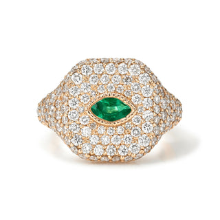 Emerald Angel Eye Signet Ring