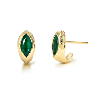 Emerald Marquise River Stuggies Yellow Gold Pair by Logan Hollowell Jewelry