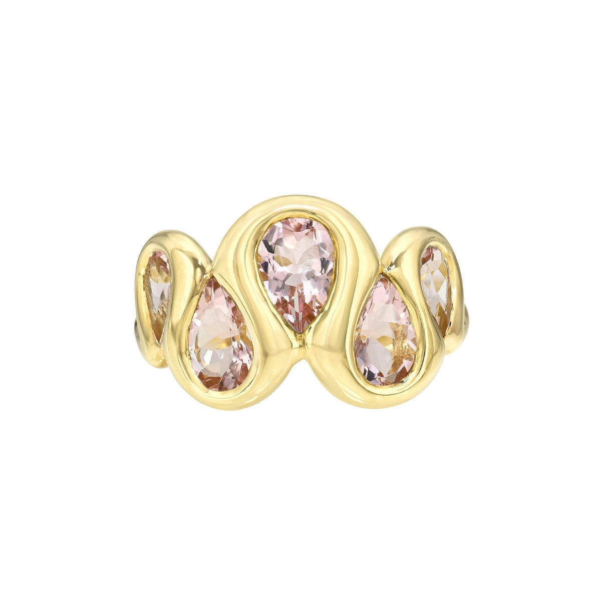 Enigma Morganite Reverse Water Drop Ring Yellow Gold 3 by Logan Hollowell Jewelry