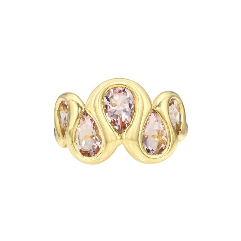 Enigma Morganite Reverse Water Drop Ring Yellow Gold 3 by Logan Hollowell Jewelry