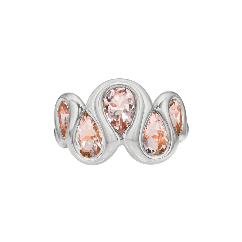 Enigma Morganite Reverse Water Drop Ring White Gold 3 by Logan Hollowell Jewelry