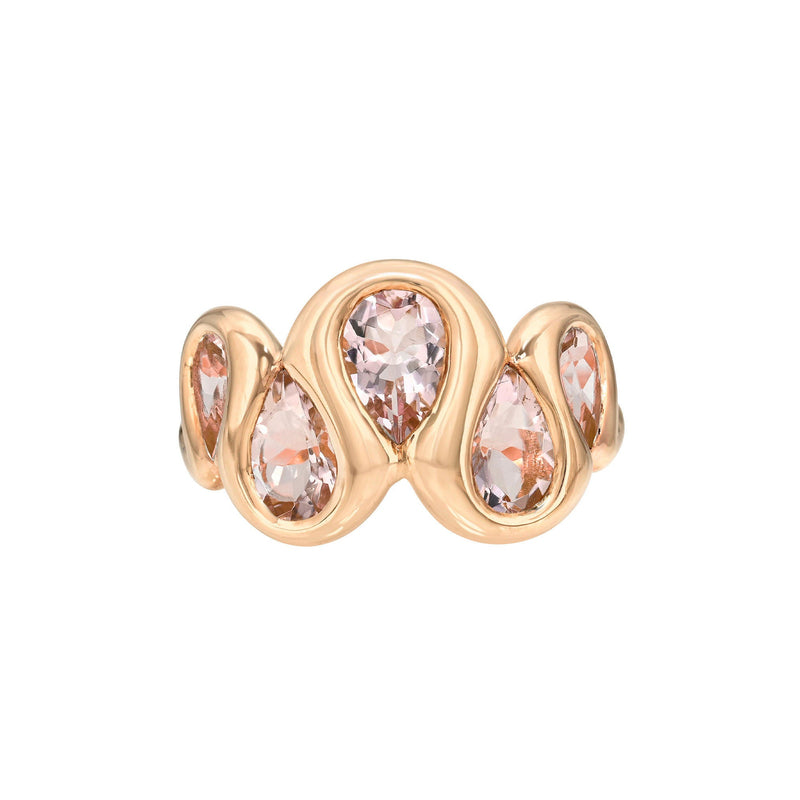 Enigma Morganite Reverse Water Drop Ring Rose Gold 3 by Logan Hollowell Jewelry