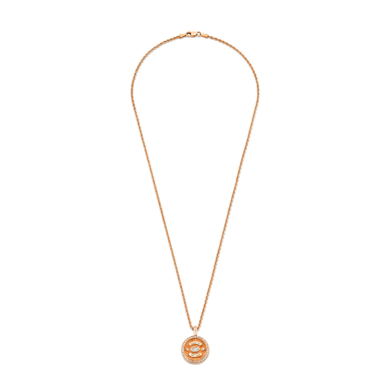 Mini Call On Your Angels Coin Necklace with Diamond Frame by Logan Hollowell Jewelry
