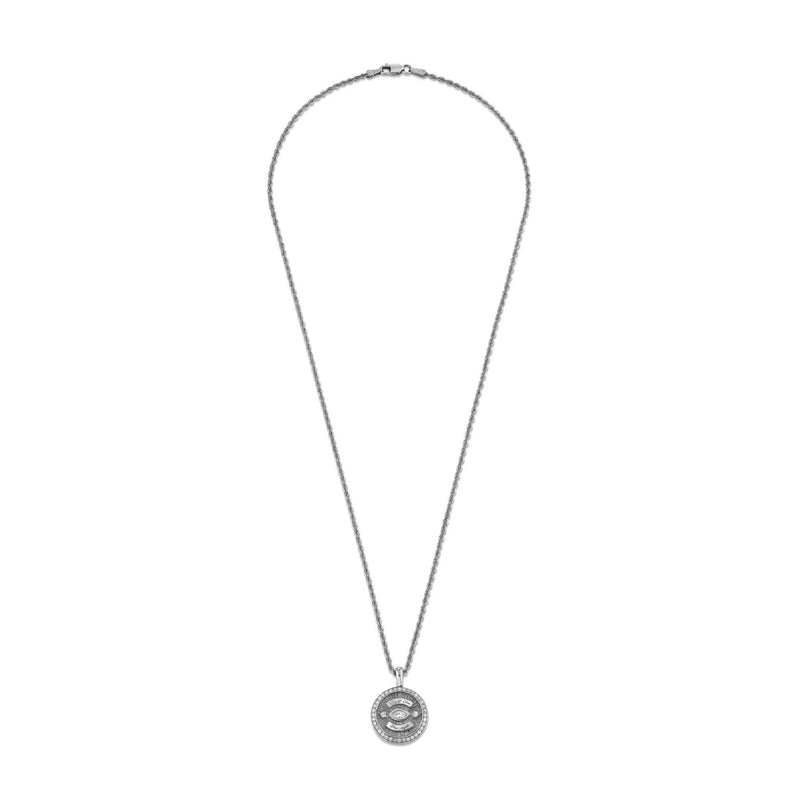 Mini Call On Your Angels Coin Necklace with Diamond Frame by Logan Hollowell Jewelry
