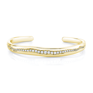 14k Atlantis Wave Cuff with Pave Diamonds | Ready to Ship Yellow Gold   by Logan Hollowell Jewelry