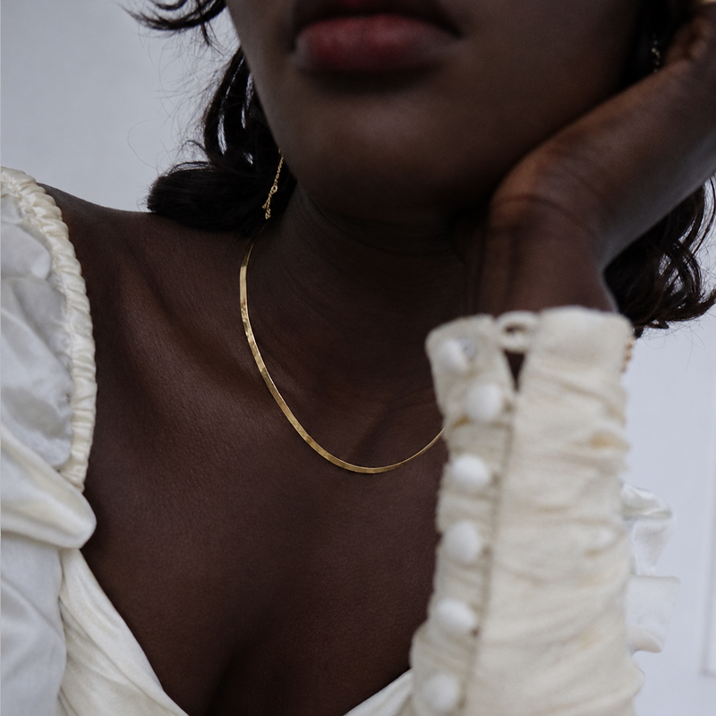 Small Liquid Gold Herringbone Necklace