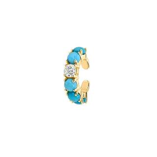 Turquoise & Diamond Ear Cuff Yellow Gold by Logan Hollowell Jewelry