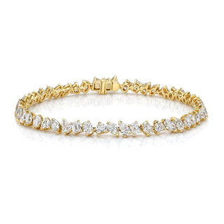 18k Fortuna Tennis Bracelet with Diamonds Yellow Gold 6.5" Natural by Logan Hollowell Jewelry