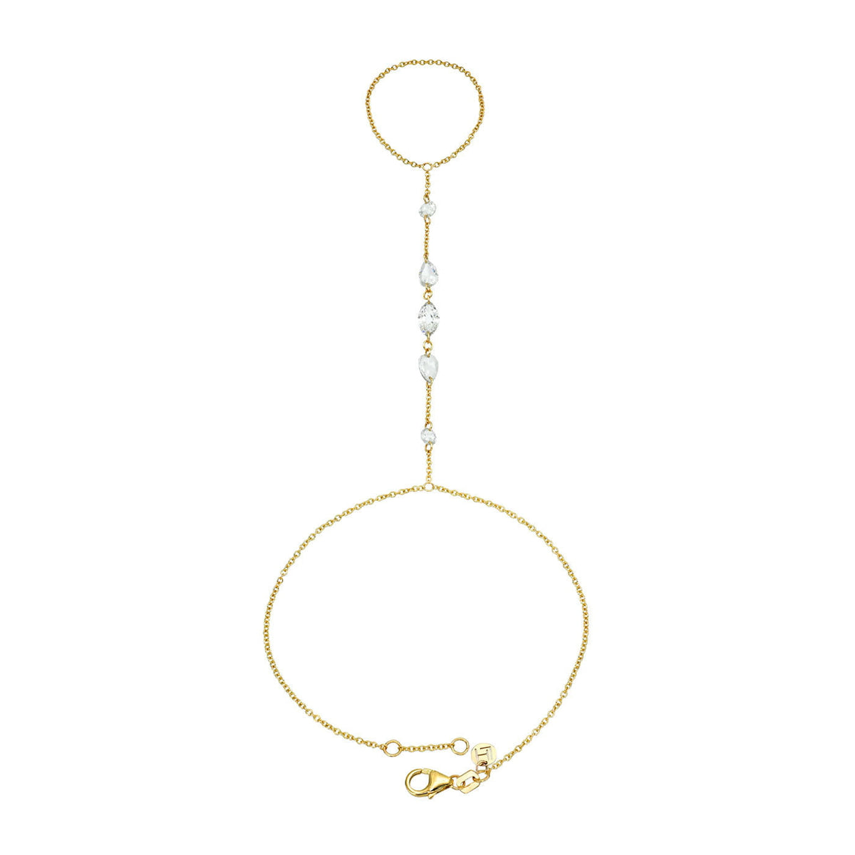 LH x Kosas Shiny Objects Rose Cut Diamond Hand Chain Yellow Gold by Logan Hollowell Jewelry