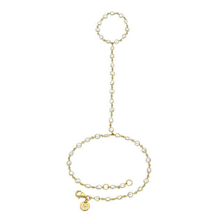 Diamond Dew Drop Hand Chain Yellow Gold by Logan Hollowell Jewelry