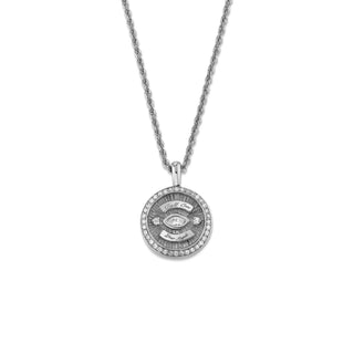 Mini Call On Your Angels Coin Necklace with Diamond Frame White Gold 16" by Logan Hollowell Jewelry