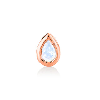 River Water Drop Moonstone Stud Rose Gold Single  by Logan Hollowell Jewelry