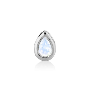 River Water Drop Moonstone Stud White Gold Single  by Logan Hollowell Jewelry