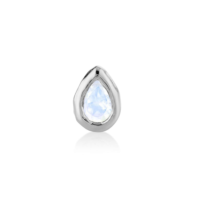 River Water Drop Moonstone Stud by Logan Hollowell Jewelry