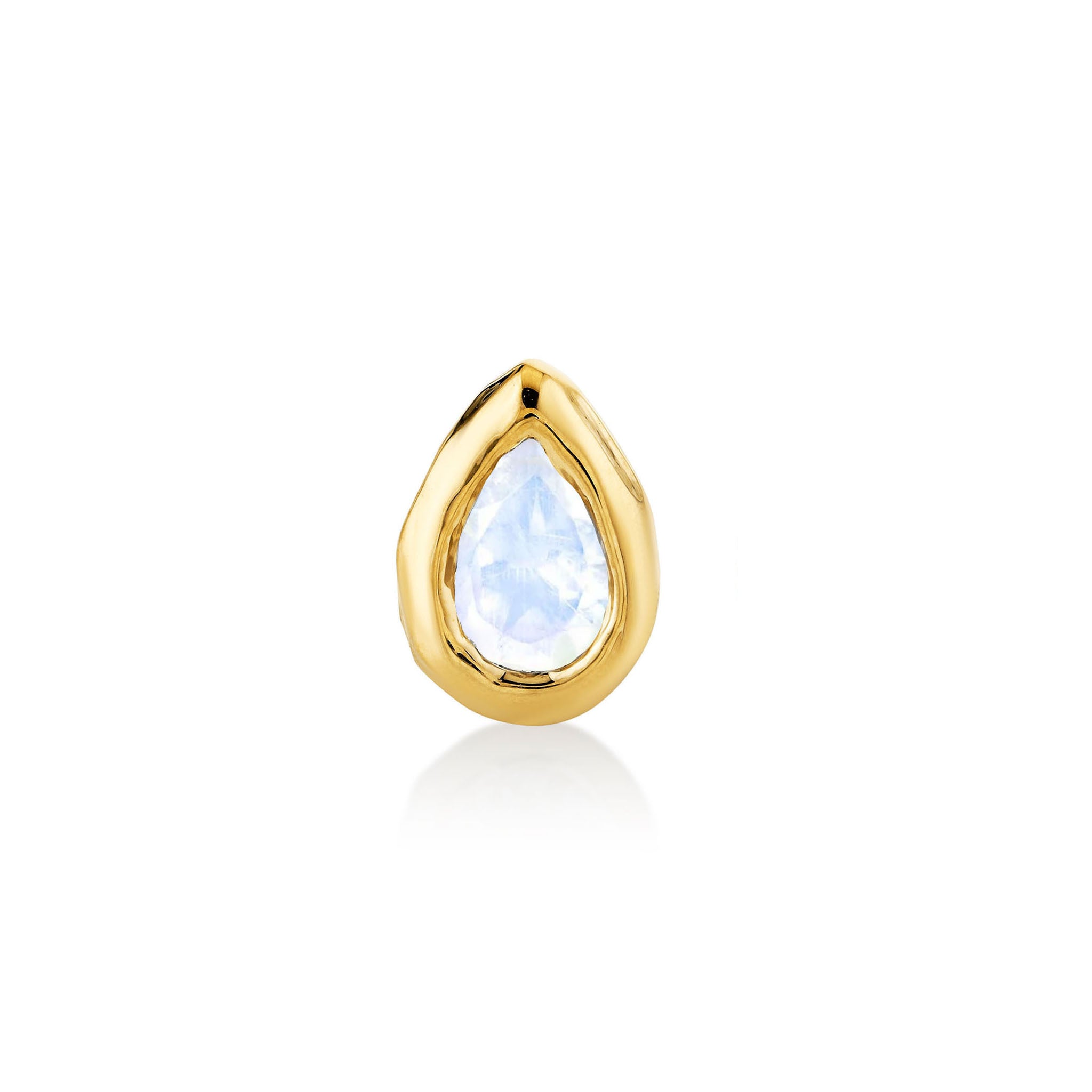 River Water Drop Moonstone Stud Yellow Gold Single by Logan Hollowell Jewelry
