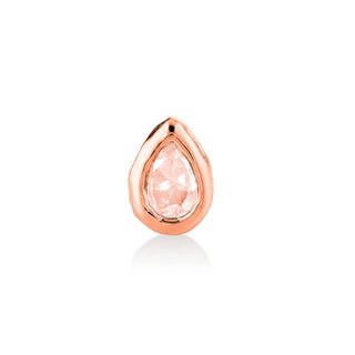 River Water Drop Morganite Stud Rose Gold Single  by Logan Hollowell Jewelry