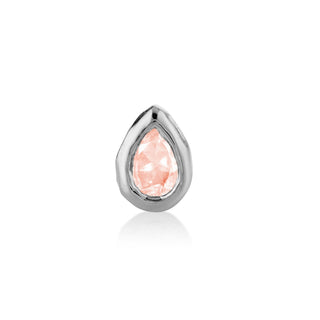 River Water Drop Morganite Stud White Gold Single  by Logan Hollowell Jewelry