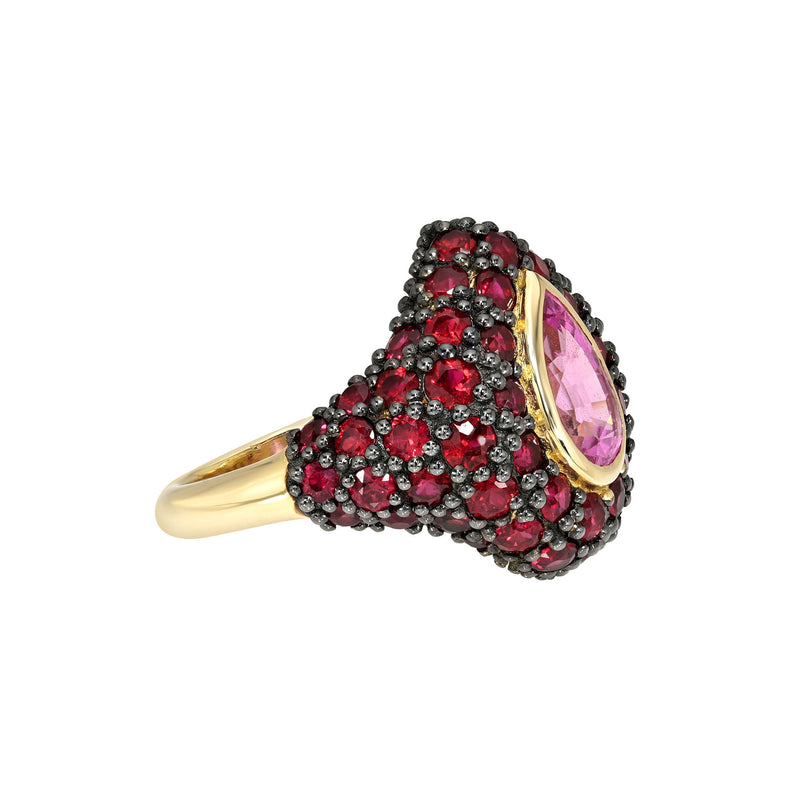Pink Sapphire and Ruby Pop Rocks Ring by Logan Hollowell Jewelry