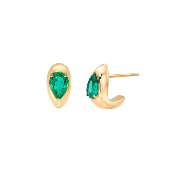 Colombian Emerald Petite Reverse Water Drop Stuggies Rose Gold by Logan Hollowell Jewelry