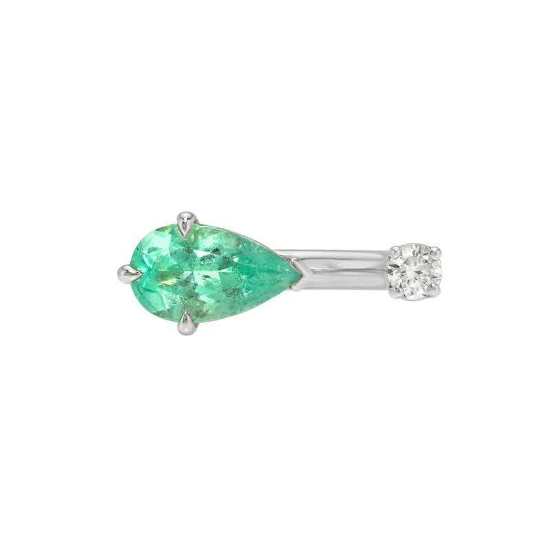 Mint Emerald and Diamond Nexus Ring White Gold 3 by Logan Hollowell Jewelry