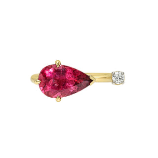 Ember Rubellite and Diamond Nexus Ring Yellow Gold 3 by Logan Hollowell Jewelry