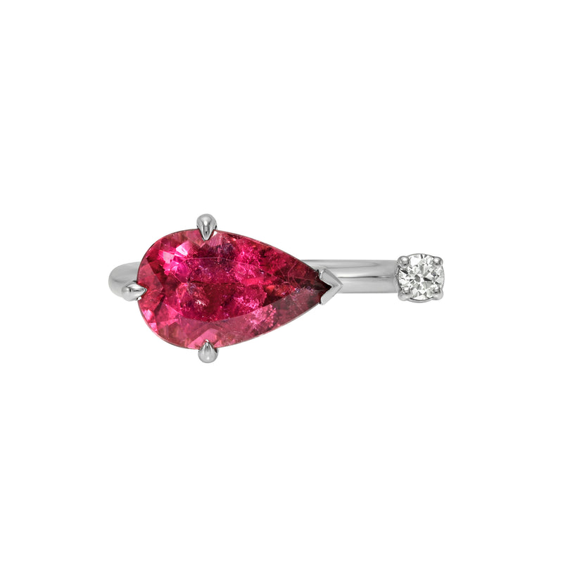 Ember Rubellite and Diamond Nexus Ring White Gold 3 by Logan Hollowell Jewelry