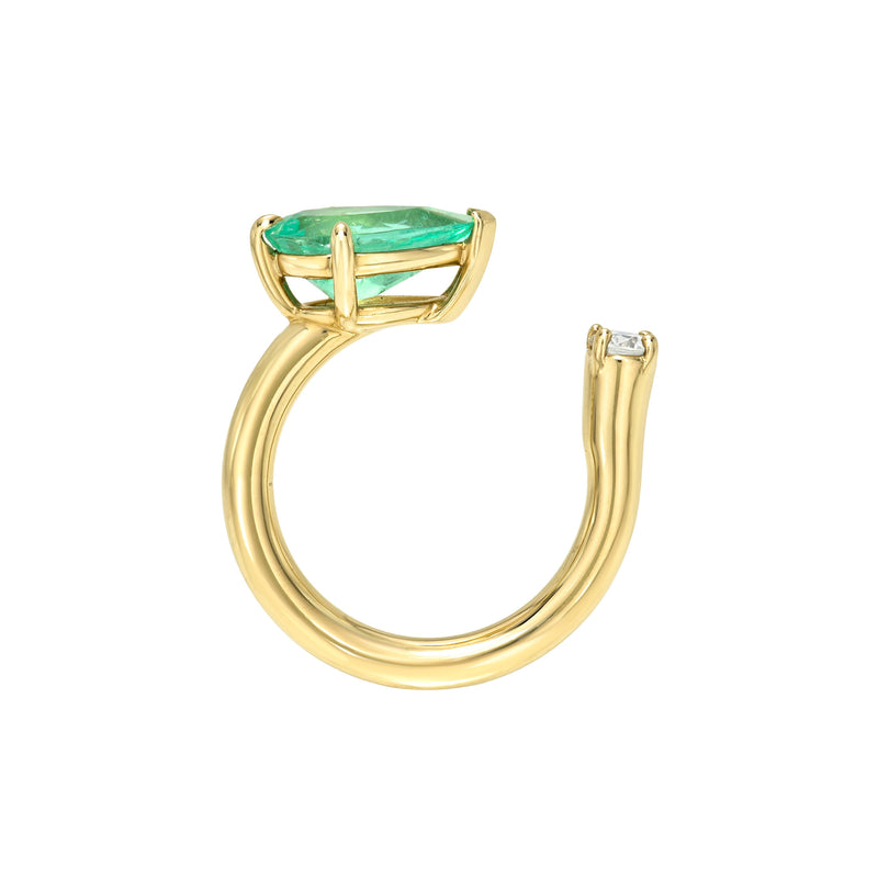 Mint Emerald and Diamond Nexus Ring by Logan Hollowell Jewelry