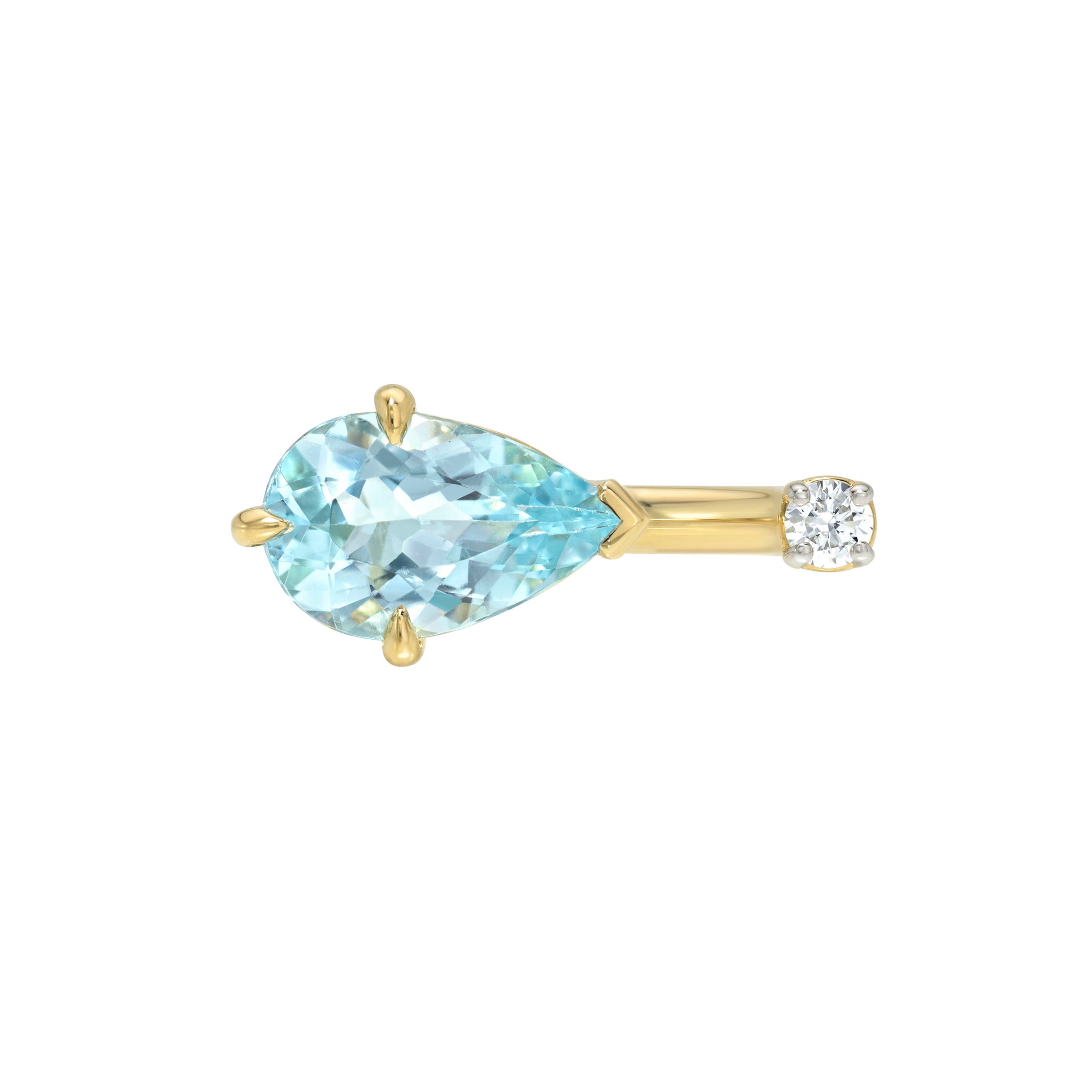 Marine Aquamarine and Diamond Nexus Ring Yellow Gold 3 by Logan Hollowell Jewelry