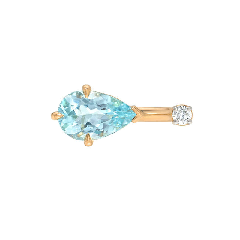 Marine Aquamarine and Diamond Nexus Ring Rose Gold 3 by Logan Hollowell Jewelry