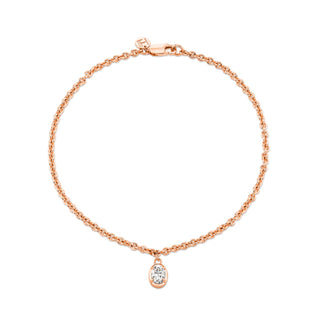 Oval Diamond Chain Anklet Rose Gold by Logan Hollowell Jewelry