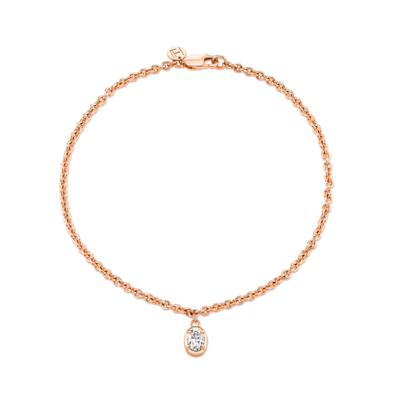 Oval Diamond Chain Anklet Rose Gold by Logan Hollowell Jewelry