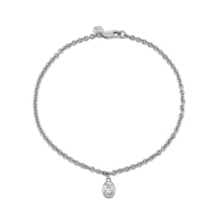 Oval Diamond Chain Anklet White Gold by Logan Hollowell Jewelry