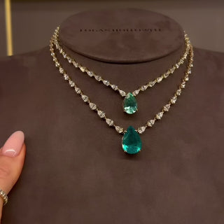 Water Drop Paraiba & Diamond Necklace by Logan Hollowell Jewelry