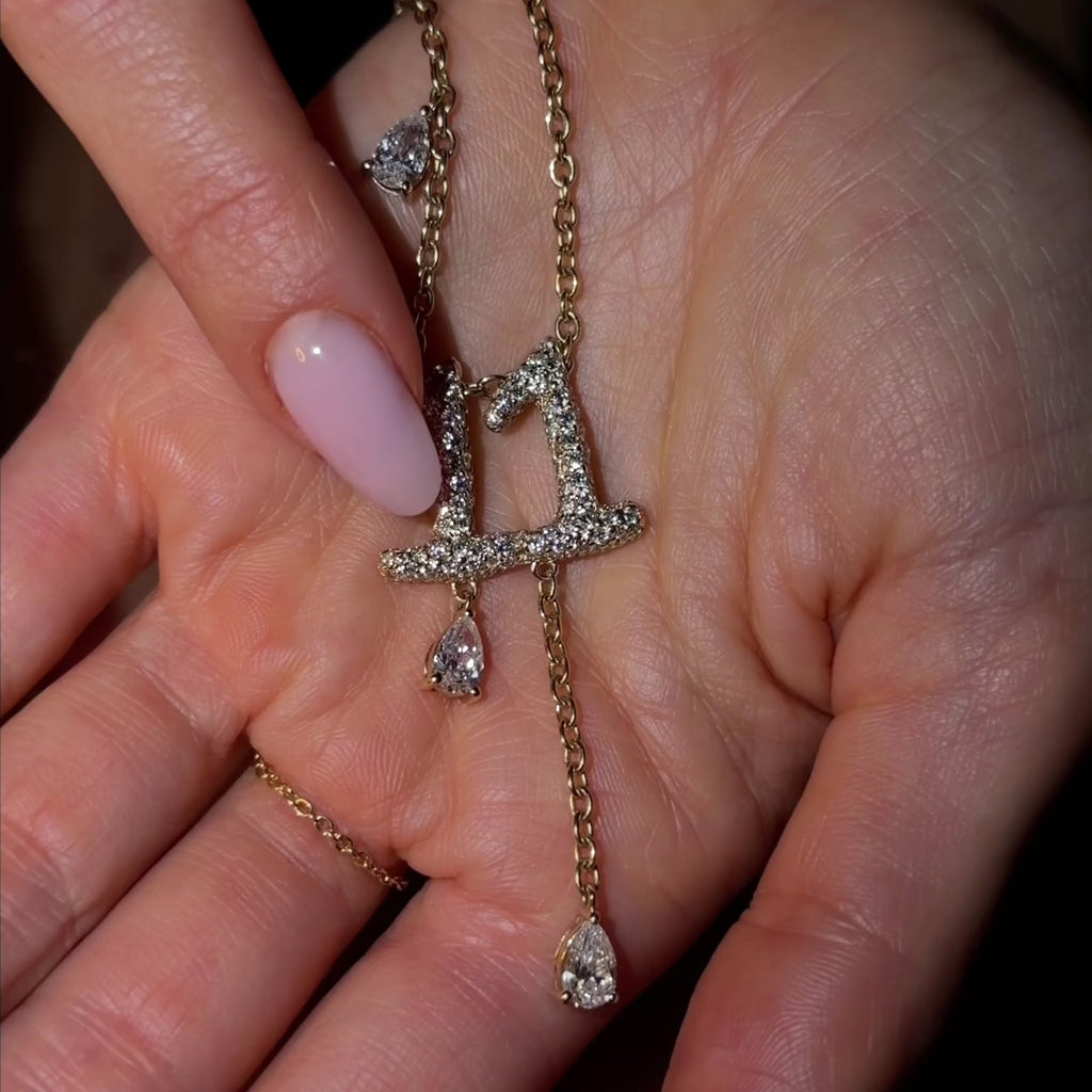 11 Pavé Diamond Numerology Necklace by Logan Hollowell Jewelry