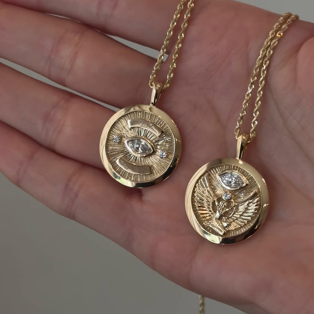 Solid 11:11 Angel Eye Coin Pendant by Logan Hollowell Jewelry