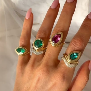 Enigma Water Drop Rubellite Ring by Logan Hollowell Jewelry
