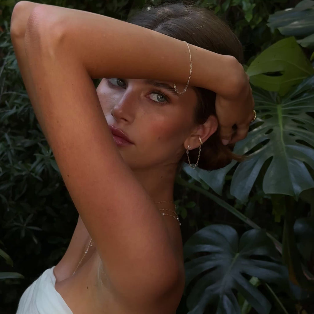 Eau de Rose Cut Iris Chain Cuff Earrings by Logan Hollowell Jewelry