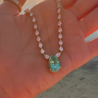 Water Drop Paraiba & Diamond Necklace by Logan Hollowell Jewelry