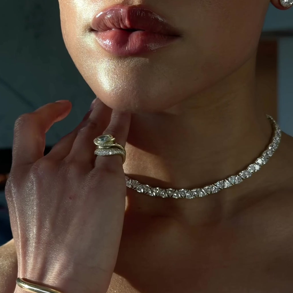Trillion Diamond Tennis Necklace by Logan Hollowell Jewelry
