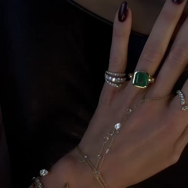 Emerald Braided Band Ring by Logan Hollowell Jewelry