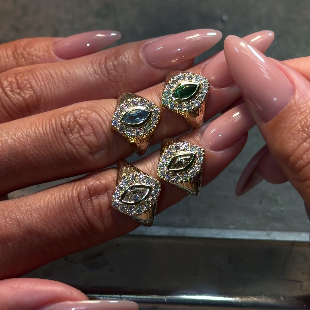 Cloud Queen Signet Diamond Ring by Logan Hollowell Jewelry