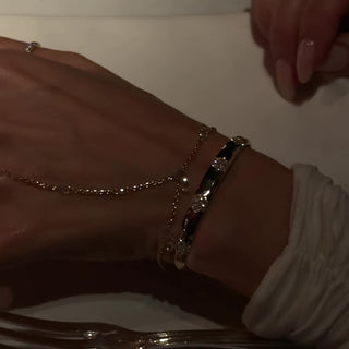 Eau de Rose Cut Briolette Gaia Hand Chain by Logan Hollowell Jewelry