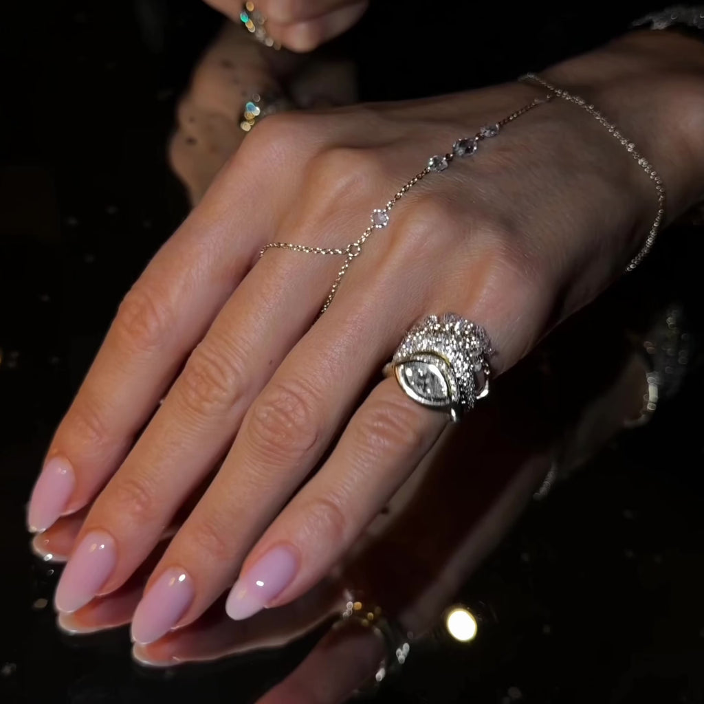 Enigma Eye Diamond Ring with Pavé Diamonds by Logan Hollowell Jewelry