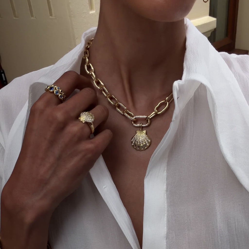 Graduated Atlantis Pavé Diamond Chain Necklace by Logan Hollowell Jewelry